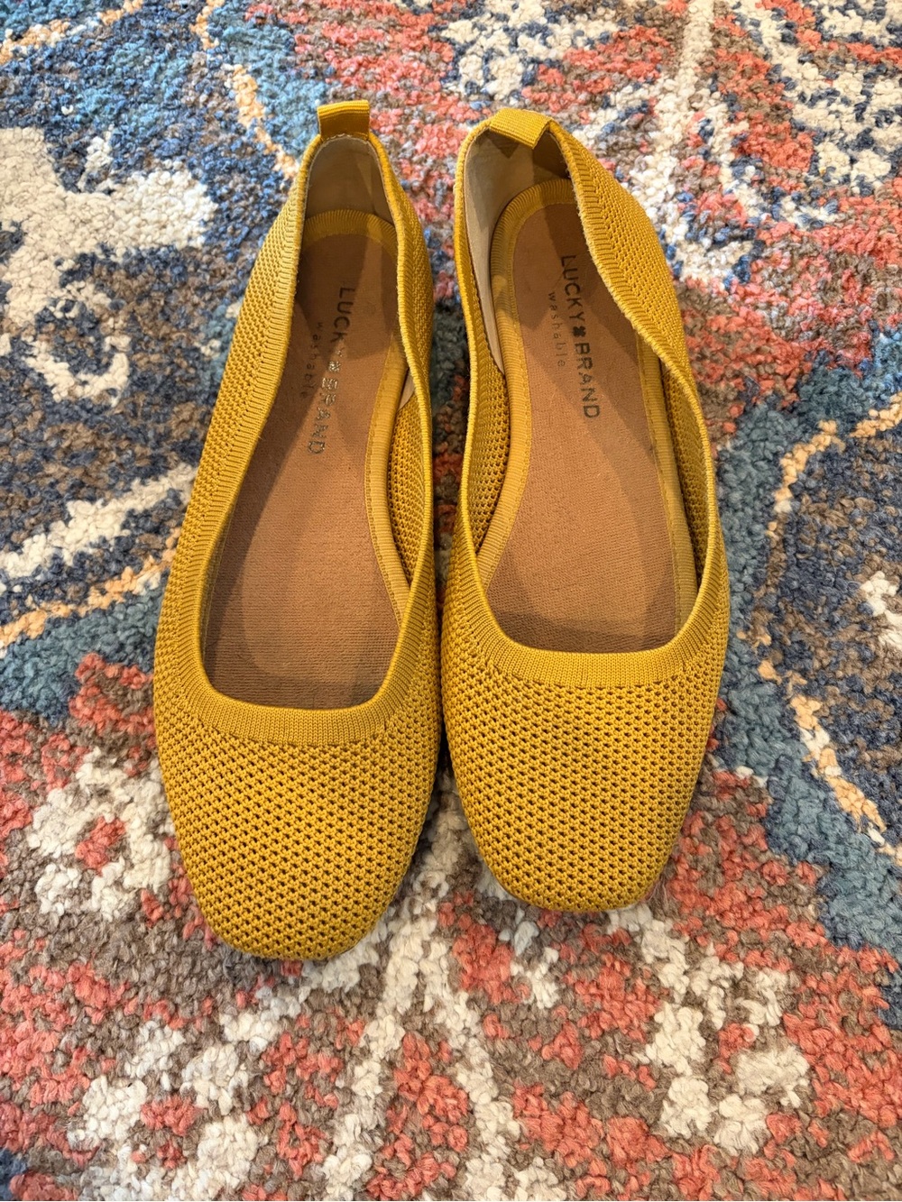 Lucky Brand Daneric Washable Knit Ballet Flats in Mustard Yellow Sz 8
